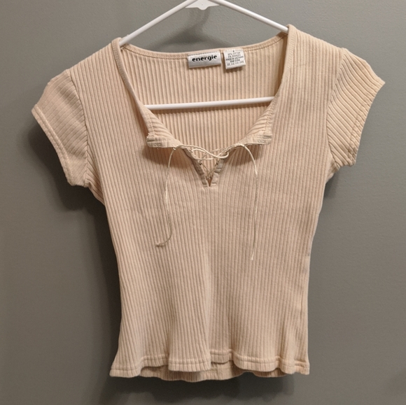 Beige ribbed crop top - size small - Picture 1 of 3